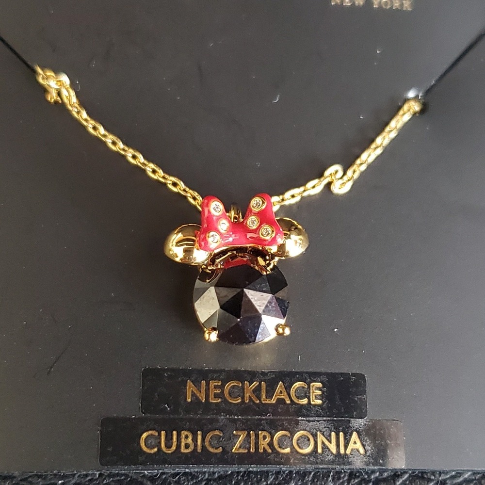 Disney X Kate Spade New York Minnie Mouse‎ Pendant Necklace Black New Tag NWT